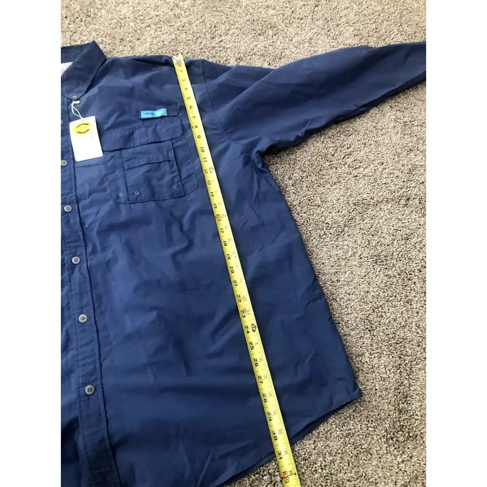 Tuna Men's Button Down Fishing Shirt Size 4XL Long Sleeve Blue - Picture 13 of 14